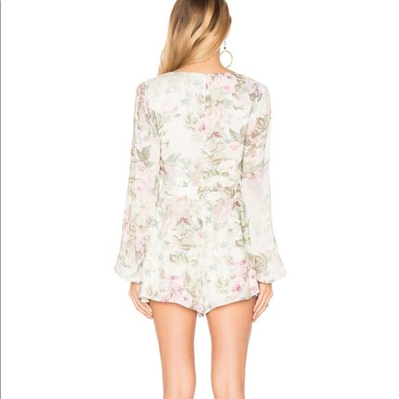Majorelle Rosebud Multicolor Floral Belted Long Sleeve Faux Wrap  Romper Size M - Picture 3 of 11